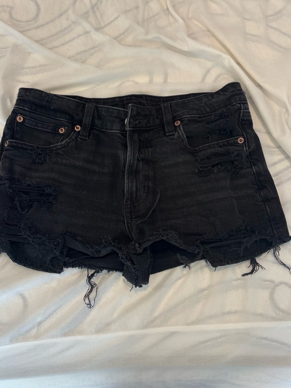 American Eagle Outfitters Black Distressed Jean Shorts